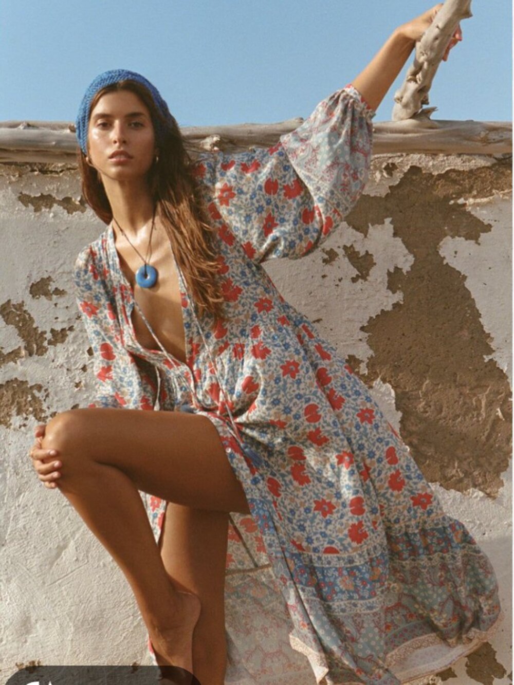 SPELL & The Gypsy Village Button Down Midi Dress – Sky Floral – Medium
